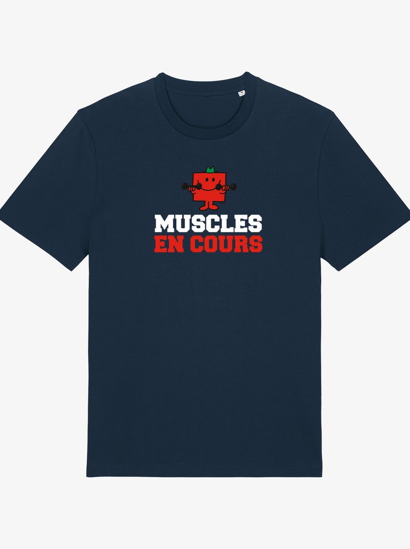 T-shirt Homme - MUSCLES EN COURS Bleu marine - Kiabi