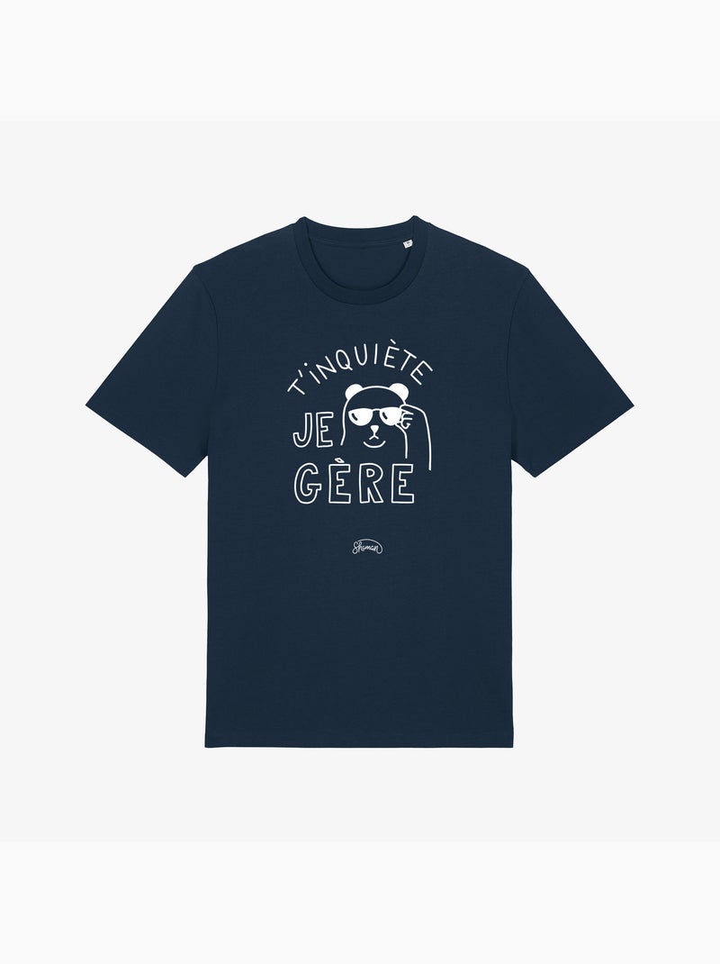 T-shirt Homme - T'INQUIETE JE GERE Bleu marine - Kiabi