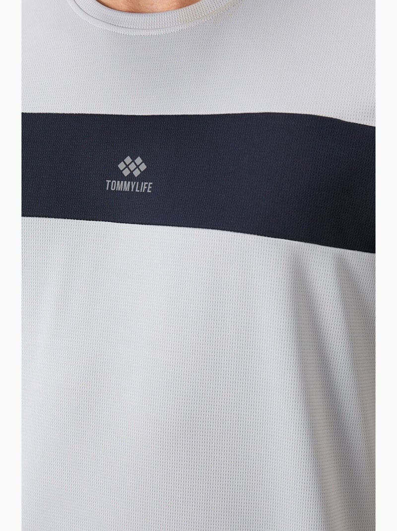 T-shirt homme à blocs de couleur et col rond tommy Gris Bleu - Kiabi