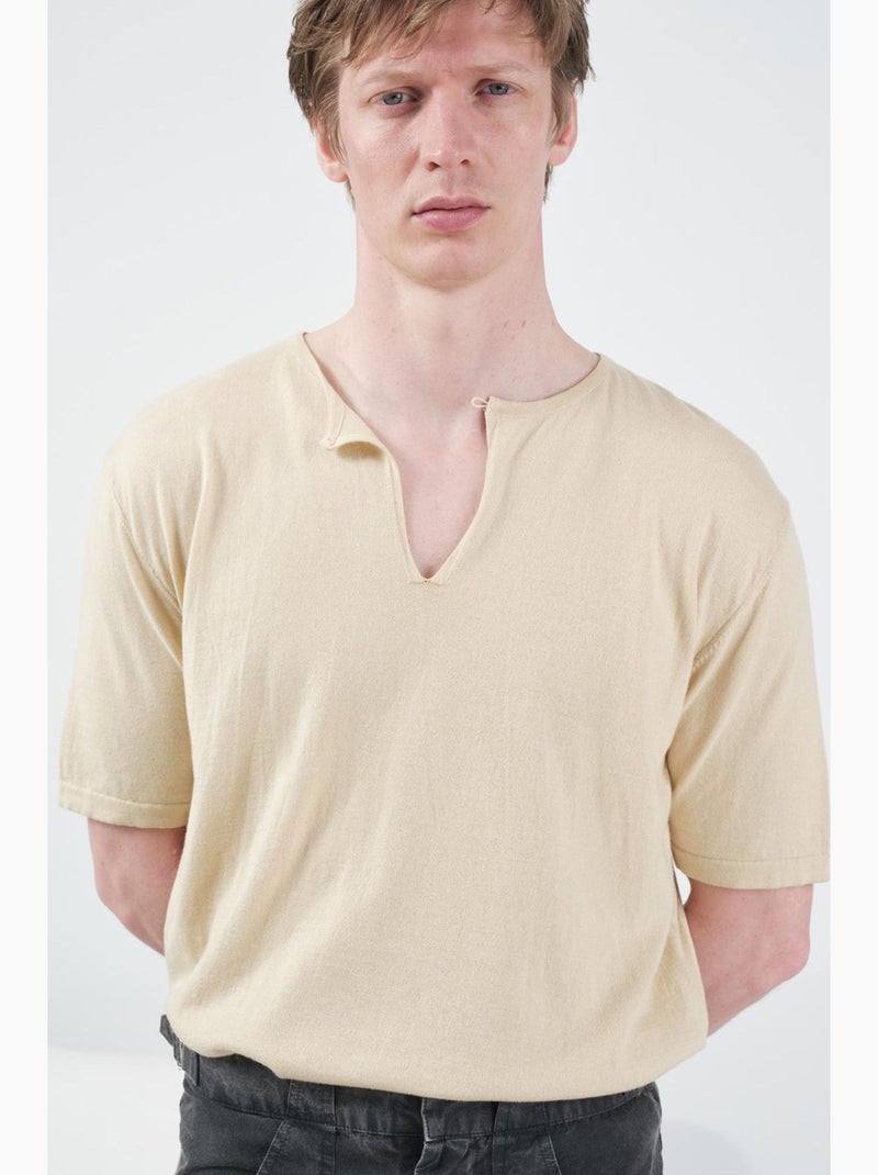 T-shirt homme col rond giesto Beige argile - Kiabi