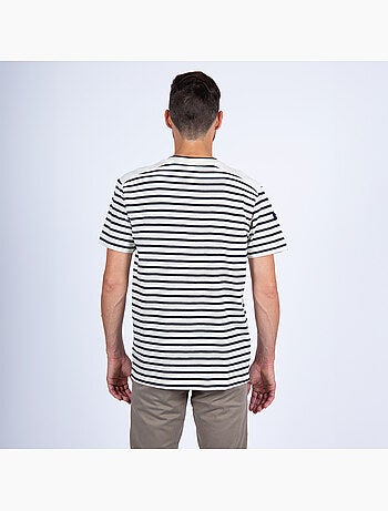 T-Shirt Homme Col V Rayé 'Breizh Océan', Tee Shirt Coton léger