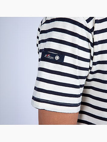 T-Shirt Homme Col V Rayé 'Breizh Océan', Tee Shirt Coton léger