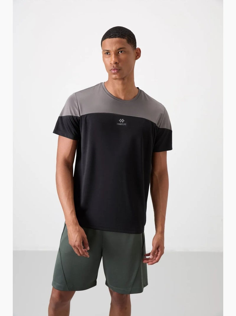T-shirt homme color block à col rond tommy Gris Noir - Kiabi