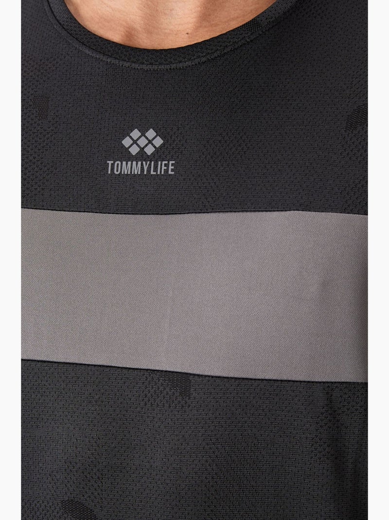 T-shirt homme color block à col rond tommy Noir Gris - Kiabi