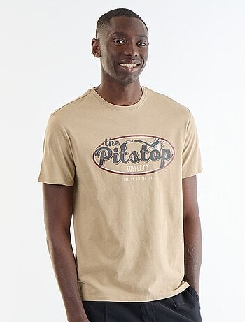 T-shirt en coton pour homme à col rond avec motif