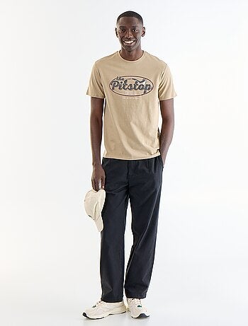 T-shirt en coton pour homme à col rond avec motif