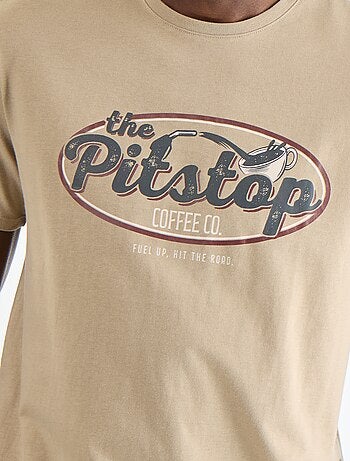T-shirt en coton pour homme à col rond avec motif