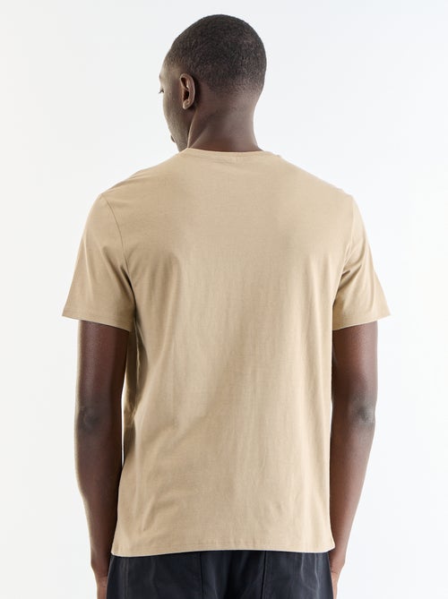 T-shirt homme en coton à col rond avec motif placé - Kiabi
