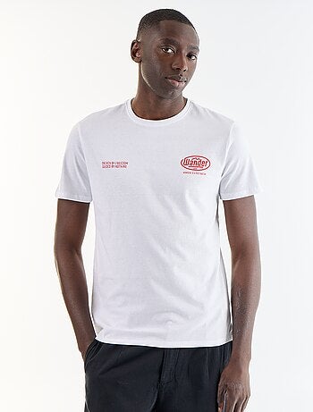 T-shirt en coton pour homme à col rond avec motif