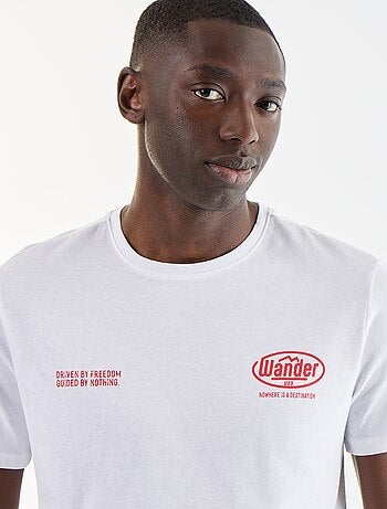 T-shirt en coton pour homme à col rond avec motif