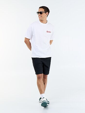 T-shirt homme en coton à col rond avec motif placé