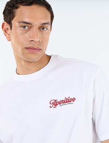 T-shirt homme en coton à col rond avec motif placé