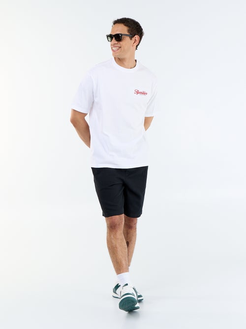 T-shirt homme en coton à col rond avec motif placé - Kiabi