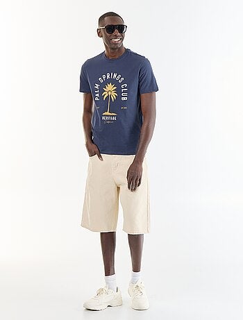 T-shirt en coton pour homme à col rond avec motif