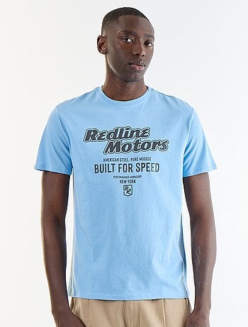 T-shirt en coton pour homme à col rond avec motif