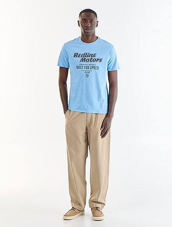 T-shirt en coton pour homme à col rond avec motif