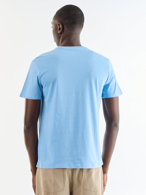 T-shirt homme en coton à col rond avec motif placé - Kiabi
