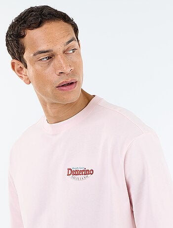 T-shirt homme en coton à col rond avec motif placé