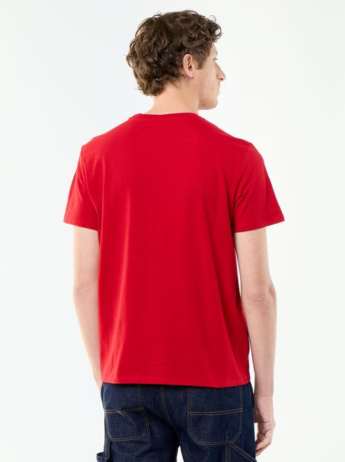 T-shirt homme en coton à col rond avec motif placé - Kiabi