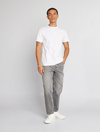T-shirt uni en coton pour homme à col rond