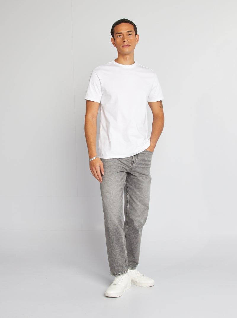 T-shirt homme en coton à col rond Blanc - Kiabi
