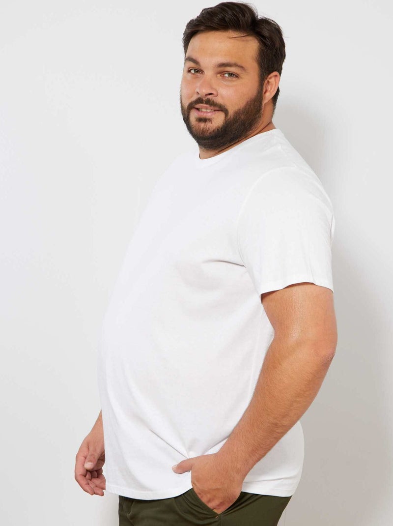 T-shirt homme en coton à col rond Blanc - Kiabi
