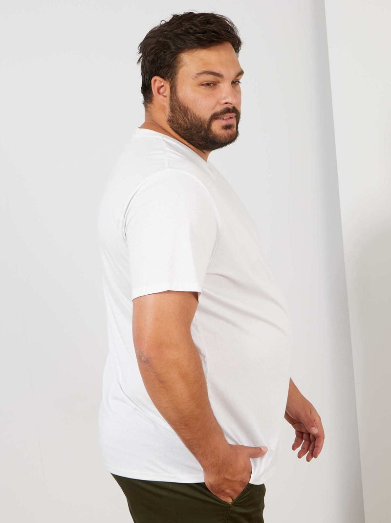 T-shirt homme en coton à col rond Blanc - Kiabi