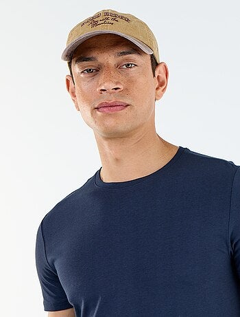 T-shirt uni en coton à col rond pour homme