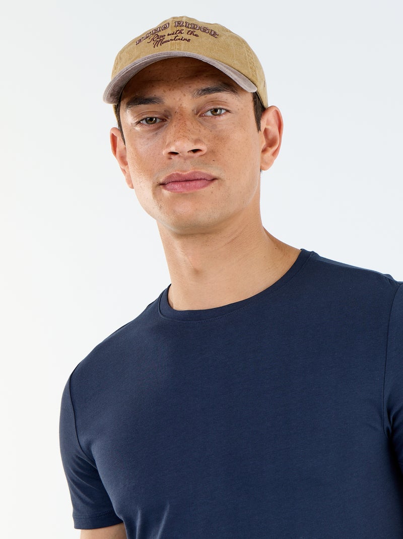 T-shirt homme en coton à col rond Bleu - Kiabi