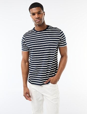 T-shirt en coton uni à col rond pour homme