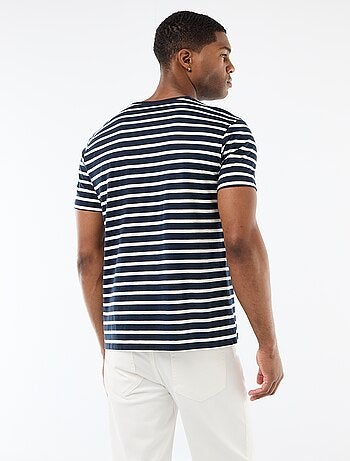 T-shirt en coton uni à col rond pour homme