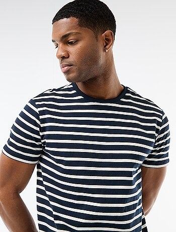 T-shirt en coton uni à col rond pour homme