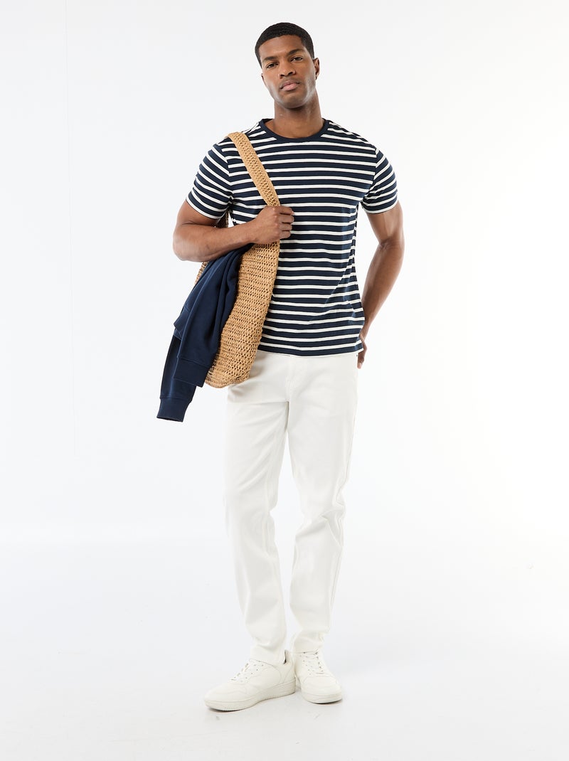 T-shirt homme en coton à col rond Bleu - Kiabi