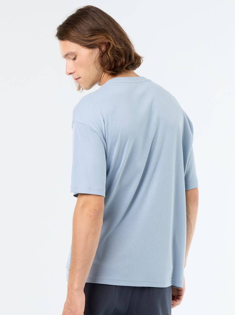 T-shirt homme en coton à col rond Bleu - Kiabi