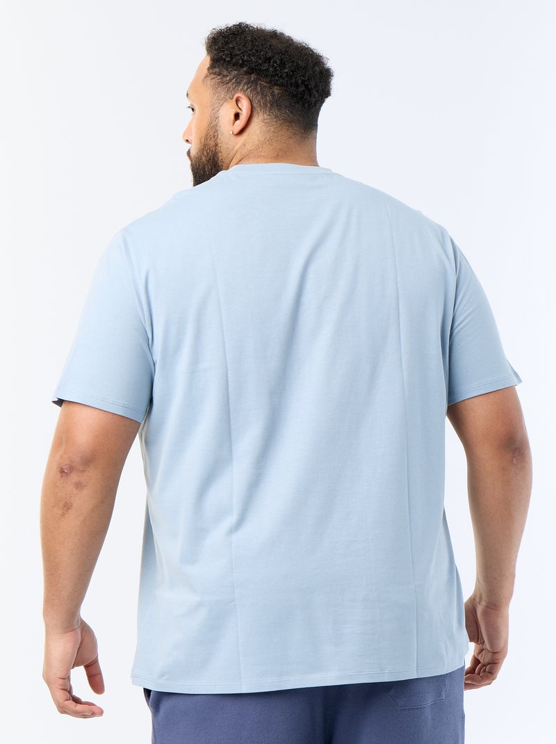 T-shirt homme en coton à col rond Bleu - Kiabi