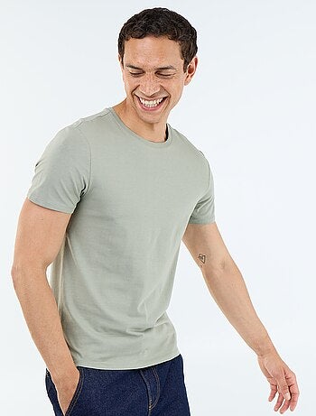 T-shirt uni en coton à col rond pour homme