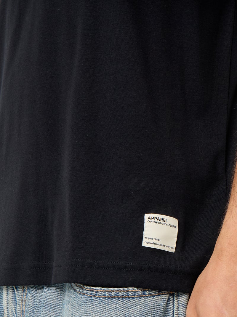T-shirt homme en coton à col rond Noir - Kiabi
