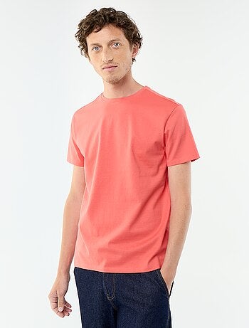 T-shirt uni en coton pour homme à col rond