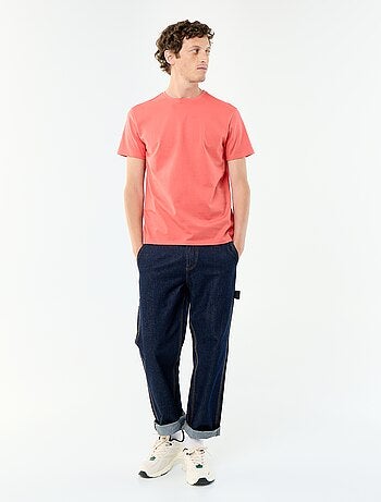 T-shirt uni en coton pour homme à col rond