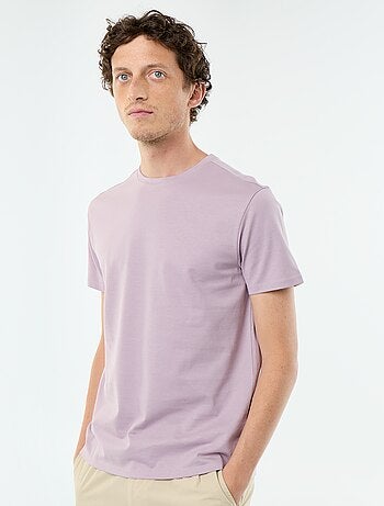 T-shirt uni en coton pour homme à col rond
