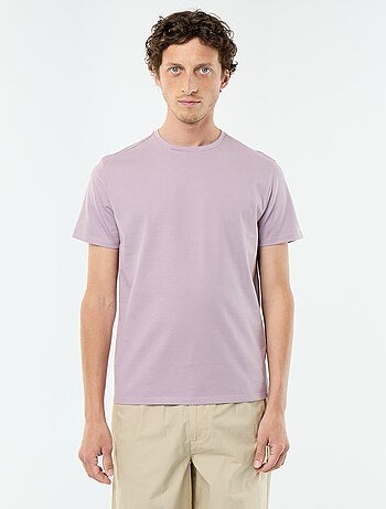 T-shirt uni en coton pour homme à col rond