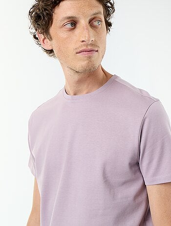 T-shirt uni en coton pour homme à col rond