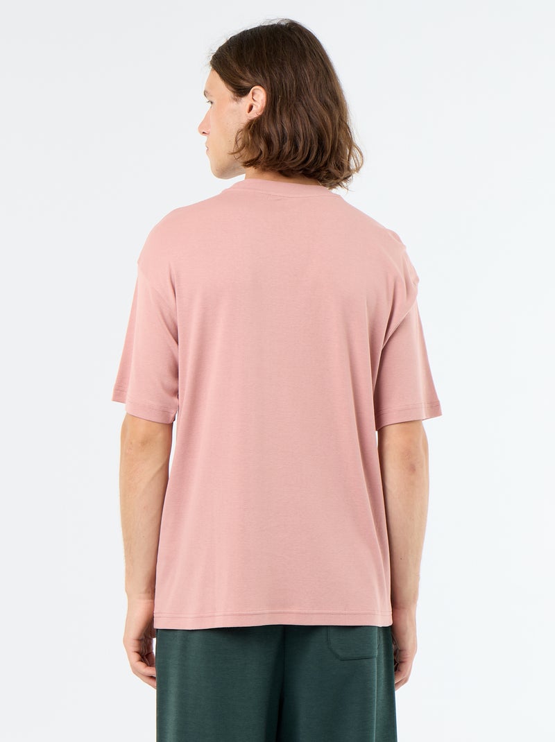 T-shirt homme en coton à col rond Rose - Kiabi