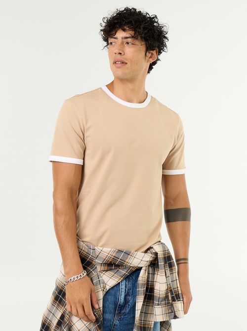 T-shirt homme en coton à col rond uni - Kiabi