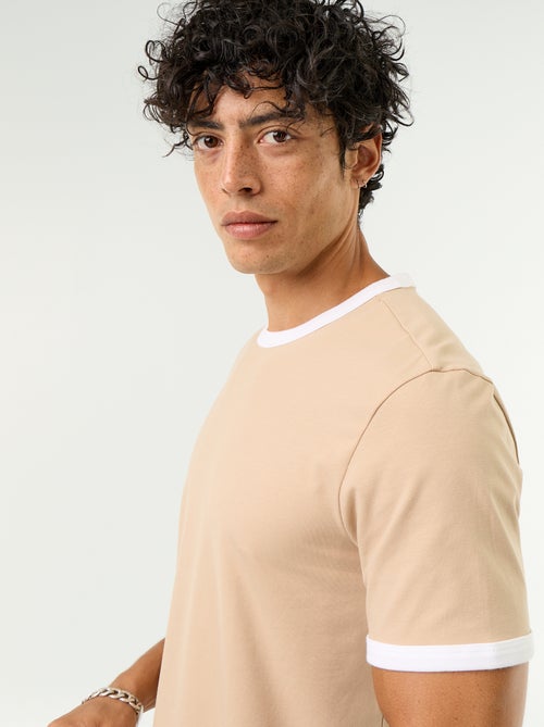 T-shirt homme en coton à col rond uni - Kiabi
