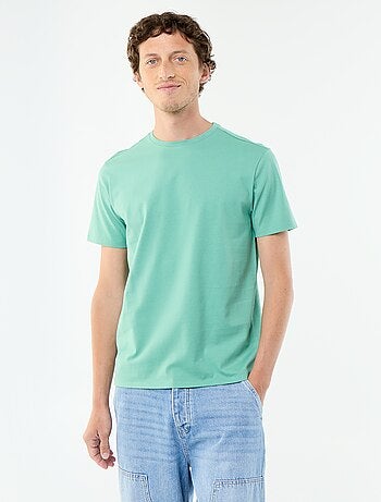 T-shirt uni en coton pour homme à col rond