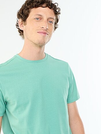 T-shirt uni en coton pour homme à col rond