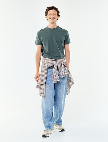 T-shirt uni en coton pour homme à col rond