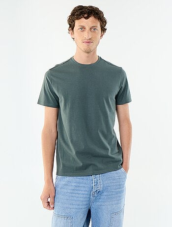 T-shirt uni en coton pour homme à col rond