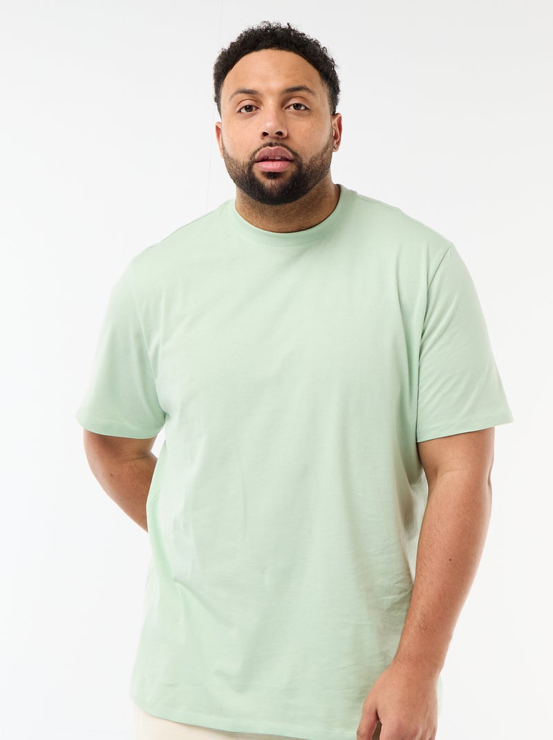 T-shirt homme en coton à col rond Vert - Kiabi